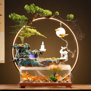 玻璃金鱼缸(金鱼缸)创意，流水生财摆件循环茶桌，办公室桌面客厅开业送礼