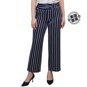 nycollection女式系带，条纹七分裤-海军蓝条纹美国奥莱直