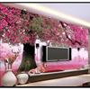 欧式简约3d立体壁画客厅沙发，电视背景墙壁纸卧室温馨浪漫粉色墙纸
