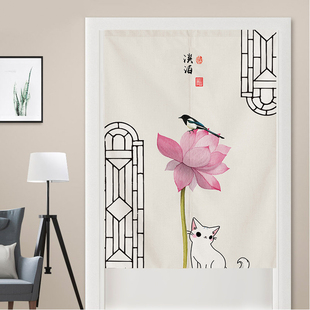 中式门帘隔断帘家用中国风布艺帘子卧室厕所装饰挂帘室内遮挡半。