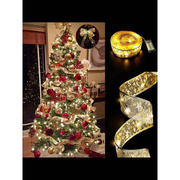 圣诞丝带灯串彩灯圣诞节装饰品，圣诞树配饰装饰挂件烫金双层彩带