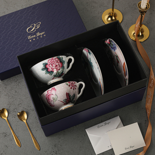 爱莉卡贝叶 布谷鸟英式骨瓷咖啡杯碟套装下午茶花茶杯配勺礼盒