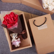 送女友闺蜜生日礼物7朵玫瑰香皂花礼盒礼袋创意圣诞情人节花束礼