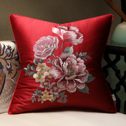 新中式古典抱枕靠垫沙发靠背现代简约床头靠枕刺绣花大号靠枕含芯