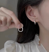 925纯银耳扣女高级感素圈耳环2023小众设计轻奢耳钉耳饰