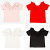 女童T恤夏短袖韩版洋气时髦童装宝宝露背莫代尔棉娃娃领上衣