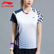 李宁羽毛球服比赛训练服男女，款短袖速干上衣，夏乒乓球网球服运动服