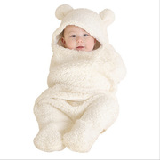 ins亚马逊新生儿抱被秋冬羊羔绒分腿加厚睡袋婴儿襁褓宝宝包裹巾