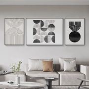 客厅装饰画三联画现代简约黑白抽象艺术，大气沙发背景墙挂画壁画