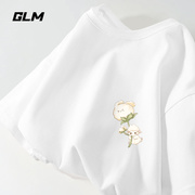 GLM白色纯棉短袖t恤女2024年上衣女夏季洋气减龄宽松百搭小衫