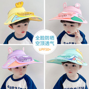 儿童太阳帽大帽檐遮阳帽女童，宝宝夏季带风扇，可充电空顶防晒帽凉帽