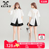 KEIKO 蝴蝶绣白色短袖衬衫女2024设计感独特别致露背休闲上衣潮
