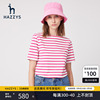 Hazzys哈吉斯条纹船领短袖T恤女士夏季纯棉体恤
