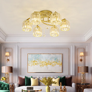 现代简约水晶吸顶灯美式创意，卧室灯具金色餐厅，轻奢客厅灯2023