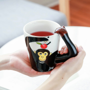 3D立体创意陶瓷动物马克杯情侣杯咖啡杯大容量带勺垫送礼办公水杯