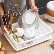 厨房置物架收纳架碗碟盘子滤水碗盆装碗筷收纳盒餐具碗柜塑料层架