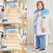 80鸭绒T+韩国童装23年冬季保暖彩色毛领羽绒服保暖休闲外套