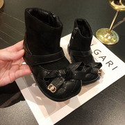 女童加绒靴子2023冬季儿童马丁靴韩版女宝宝，短靴真皮防滑软底