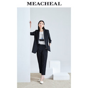 MEACHEAL米茜尔夏季经典黑白条纹时尚百搭西服
