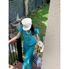 cowridder阿牛蓝色花瓣短袖，连衣裙女2023夏季气质显瘦中长裙