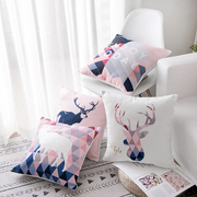 ins粉色北欧几何棉麻抱枕森柏原创设计现代简约沙发靠枕办公靠垫