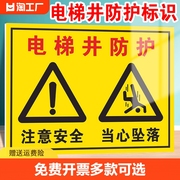 电梯井防护标识牌有电梯井注意安全当心坠落提示牌贴纸铝板反光标牌禁止吸烟严禁烟火警示牌消防验厂墙贴定制