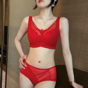 大胸显小调整型内衣女，本命年大红色全罩杯，文胸软钢圈矫正外扩下垂