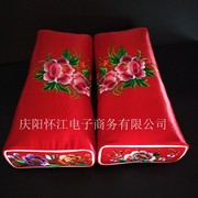 庆阳纯手工绣花家用结婚长方形枕头芯一对荞麦壳红色刺绣大人单人