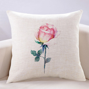 现代简约抱枕客厅沙发手绘水彩玫瑰花卉靠枕茶室座椅靠背坐垫定制