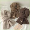 100%澳洲纯羊毛针织保暖围巾，披肩色米色驼色，百搭情侣围脖冬季
