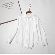 r系柜499高支100棉白色，衬衫女法式气质，上衣白色简约长袖休闲衬衫