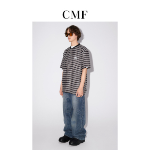 CMF夏季美式潮牌渐变撞色活力条纹设计感男士短袖圆领t恤