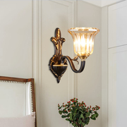 美式全铜复古简约壁灯客厅电视背景墙灯具楼梯过道欧式卧室床头灯