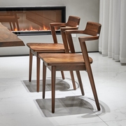 北美黑胡桃木餐椅家用半扶手书椅实木别墅高级椅子设计师原木茶椅