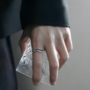 痴情戒指男潮简约ins个性复古情侣925银指环，女小众设计开口可调节