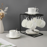 欧式骨瓷纯白咖啡杯碟陶瓷，咖啡器具咖啡杯，套装带架子定制印字logo
