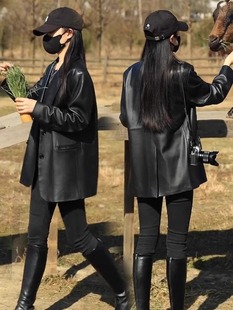 2023秋休闲皮衣外套女士韩版机车服，宽松时尚黑色小西装pu夹克