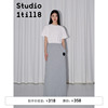 studio1till8|黑灰两色棉，针织百搭休闲按钮，直筒卫衣长裙