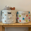 宝宝玩具收纳筐脏衣桶彩色毛球布艺收纳加厚三层零食儿童房杂物筐