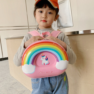 彩虹儿童双肩包女孩幼儿园小书包2-5岁宝宝卡通可爱蛋壳小背包潮