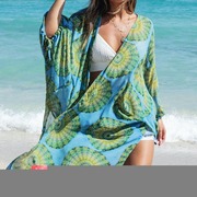 夏季巴厘岛马尔代夫灯笼袖雪纺外套披肩外搭罩衫中长款开衫女