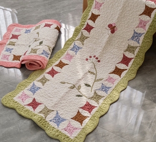 出韩国原单 拼布+贴布绣花绗缝加厚防滑沙发垫 厨房垫 飘窗垫地垫