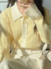 网红奶系穿搭毛衣黄色，衬衫女春秋长袖，针织衫chic短款开衫法式上衣