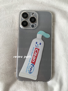 海浪公园拍三免一可爱蓝色牙膏适用于iPhone15promax手机壳tpu透明软壳小米三星vivo