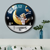 儿童挂钟创意宇航员卡通钟表卧室，静音挂表可爱装饰挂墙时钟客厅钟