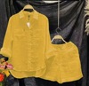 泽优品东南亚欧美跨境春秋季纯色衬衫套装女时尚棉麻两件套外