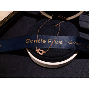 gentlefree珠宝定制18k金小号(金小号)满钻马蹄扣配红宝石项链女士