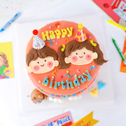 520蛋糕装饰网红韩式手绘风，插画风格情侣男孩女孩头像软陶插件