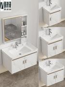 新中式浴室柜陶瓷一体盆现代太空铝卫生间卫浴洗手盆柜组合洗脸盆