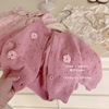 韩国童装女童针织开衫，春秋款2024洋气，粉色花朵毛衣外套上衣潮